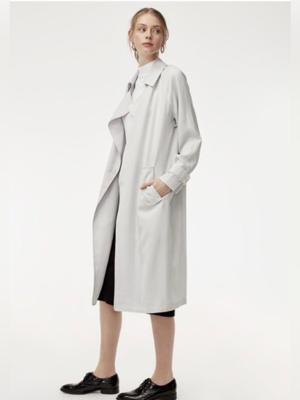 NWT Aritzia Babaton Light Blue Lawson Trench Coat size XXS